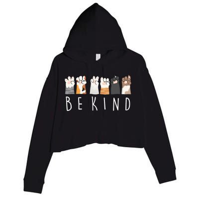 Be Kind Asl Sign Language Kindness Cat Paws Finger Signs Crop Fleece Hoodie