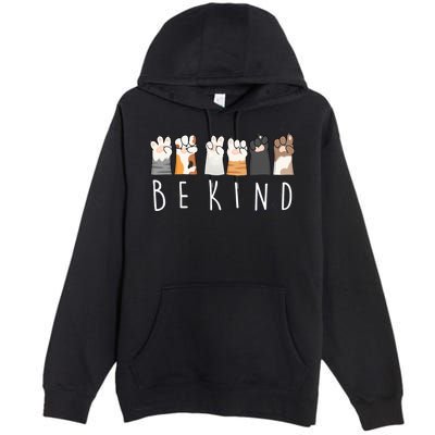 Be Kind Asl Sign Language Kindness Cat Paws Finger Signs Premium Pullover Hoodie
