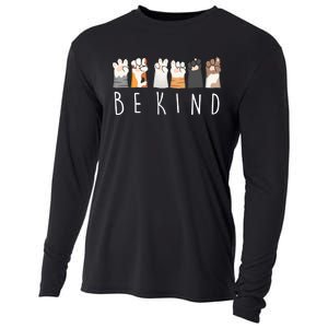 Be Kind Asl Sign Language Kindness Cat Paws Finger Signs Cooling Performance Long Sleeve Crew