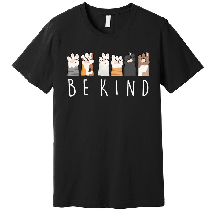 Be Kind Asl Sign Language Kindness Cat Paws Finger Signs Premium T-Shirt