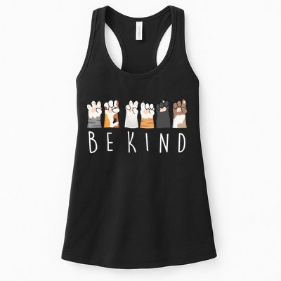 Be Kind Asl Sign Language Kindness Cat Paws Finger Signs Womens Tank Top