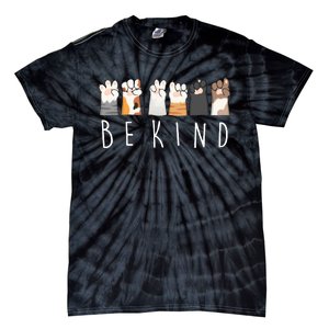 Be Kind Asl Sign Language Kindness Cat Paws Finger Signs Tie-Dye T-Shirt