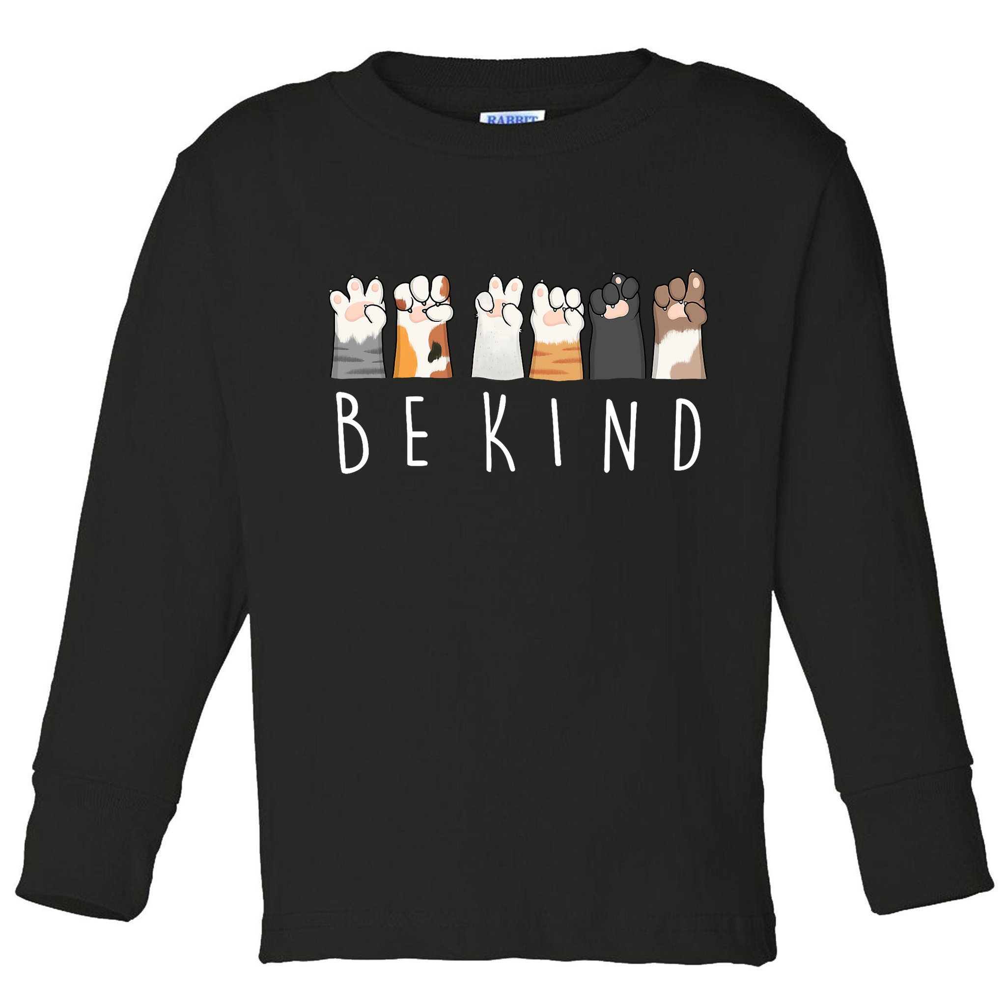 Be Kind Asl Sign Language Kindness Cat Paws Finger Signs Toddler Long Sleeve Shirt