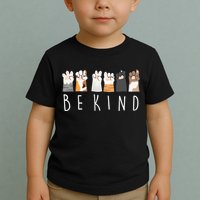 Be Kind Asl Sign Language Kindness Cat Paws Finger Signs Toddler T-Shirt