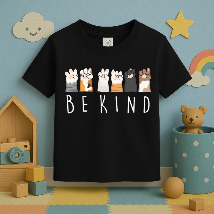 Be Kind Asl Sign Language Kindness Cat Paws Finger Signs Toddler T-Shirt