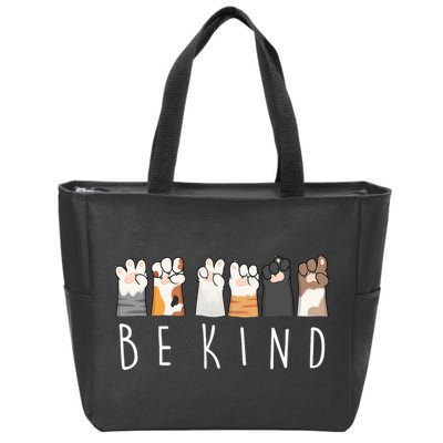 Be Kind Asl Sign Language Kindness Cat Paws Finger Signs Zip Tote Bag