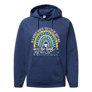 Be Kind Autism Awareness Tee Leopard Rainbow Choose Kindness Performance Fleece Hoodie