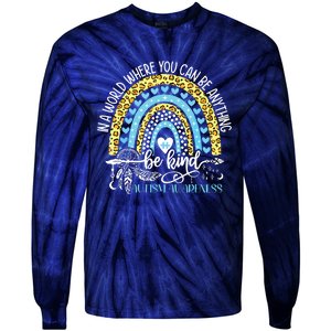 Be Kind Autism Awareness Tee Leopard Rainbow Choose Kindness Tie-Dye Long Sleeve Shirt