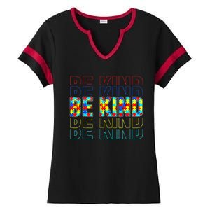 Be Kind Autism Awareness Special Education Autism Teacher Ladies Halftime Notch Neck Tee