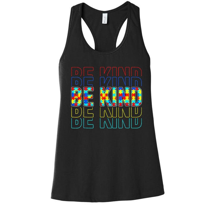 Be Kind Autism Awareness Special Education Autism Teacher Women's Racerback Tank