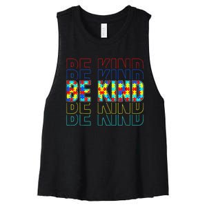 Be Kind Autism Awareness Special Education Autism Teacher Women's Racerback Cropped Tank