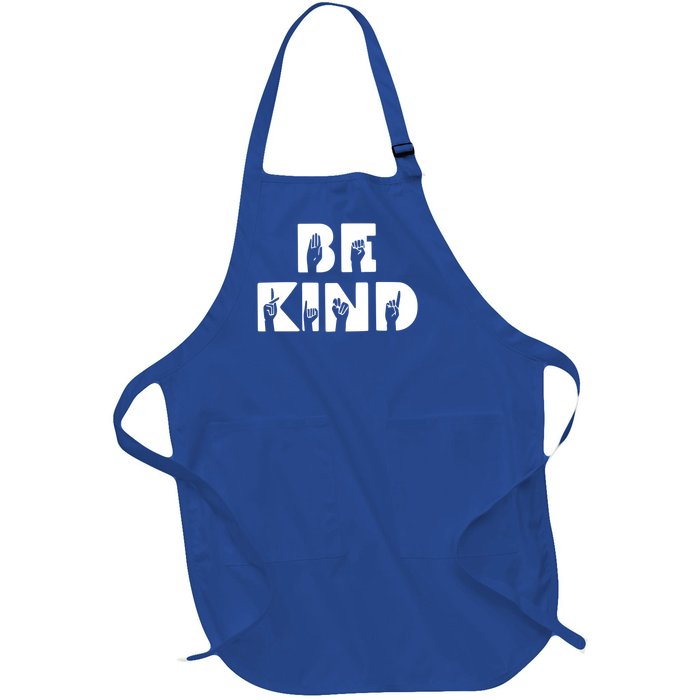 Be Kind Asl Sign Language Deaf Interpreter Gift Full-Length Apron With Pockets