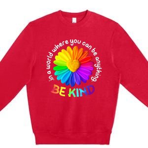 Be Kind AntiBullying Kindness Orange Unity Day Sunflower Premium Crewneck Sweatshirt