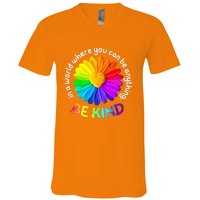 Be Kind AntiBullying Kindness Orange Unity Day Sunflower V-Neck T-Shirt