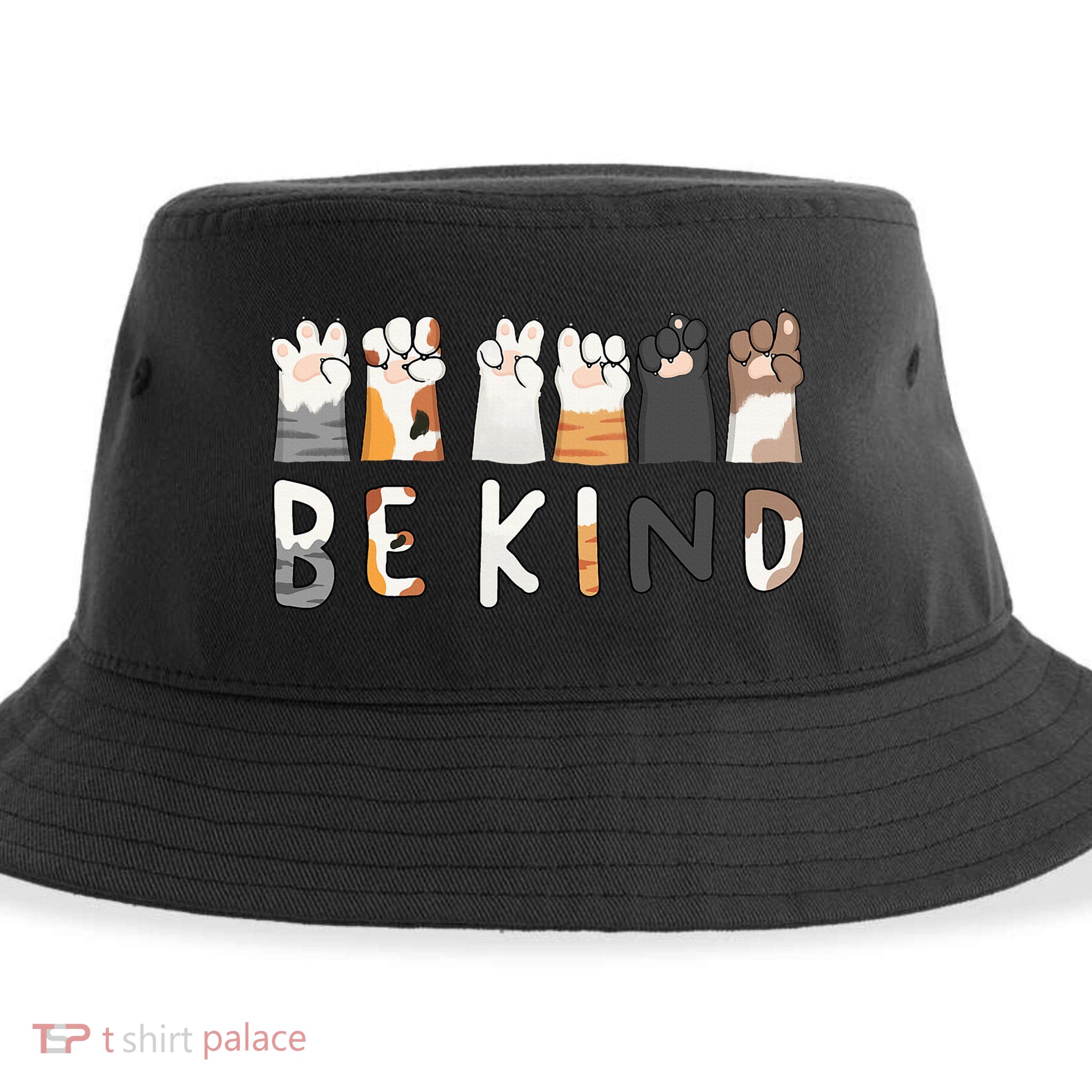 Be Kind ASL Sign Language Kindness Cat Paws Finger Signs Sustainable Bucket Hat