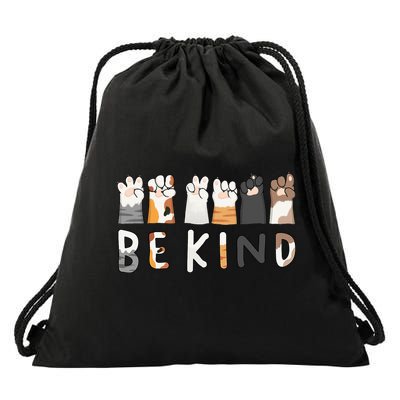 Be Kind ASL Sign Language Kindness Cat Paws Finger Signs Drawstring Bag