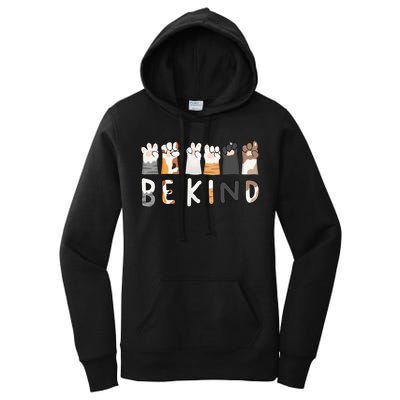 Be Kind ASL Sign Language Kindness Cat Paws Finger Signs Women's Pullover Hoodie