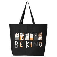 Be Kind ASL Sign Language Kindness Cat Paws Finger Signs 25L Jumbo Tote