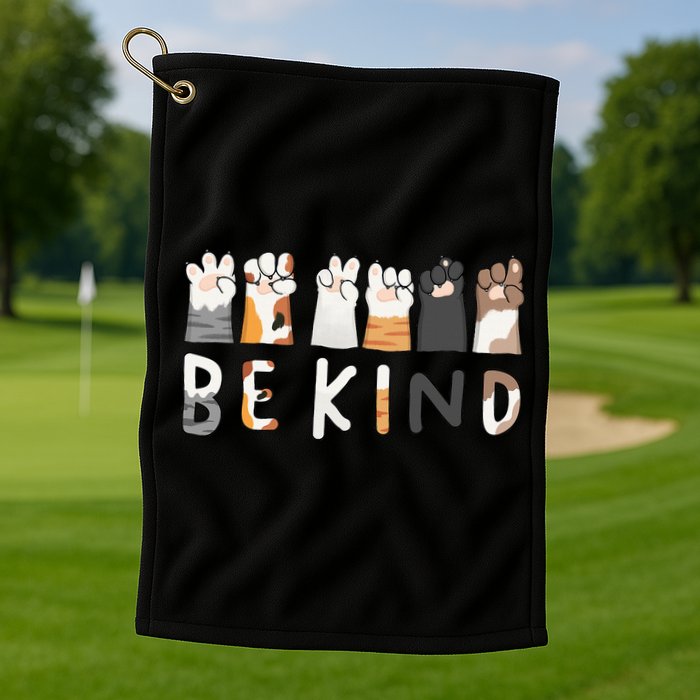 Be Kind ASL Sign Language Kindness Cat Paws Finger Signs Golf Towel