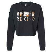 Be Kind ASL Sign Language Kindness Cat Paws Finger Signs Cropped Pullover Crew