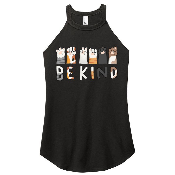 Be Kind ASL Sign Language Kindness Cat Paws Finger Signs Women's Perfect Tri Rocker Tank