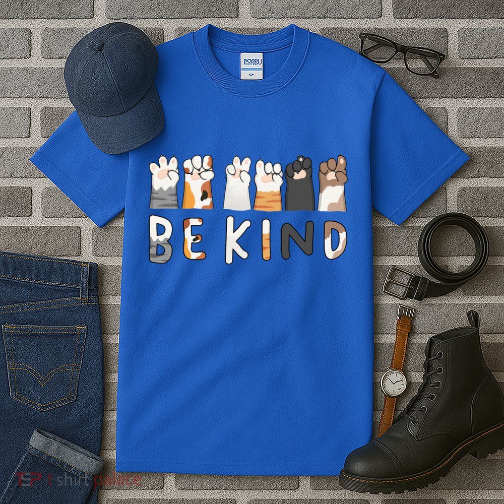 Be Kind ASL Sign Language Kindness Cat Paws Finger Signs Tall T-Shirt