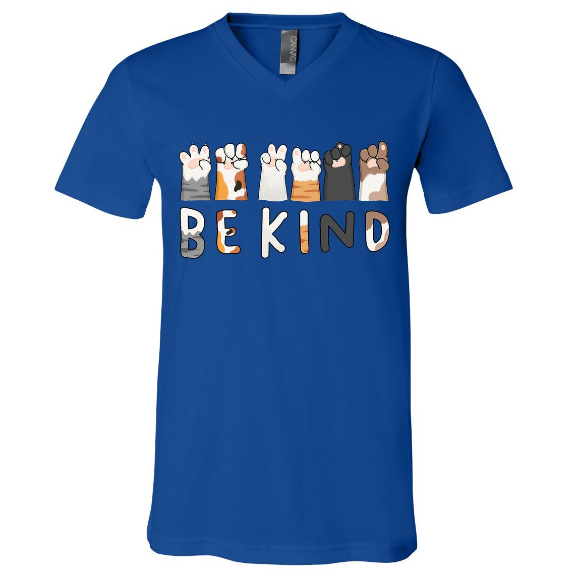 Be Kind ASL Sign Language Kindness Cat Paws Finger Signs V-Neck T-Shirt