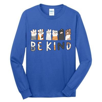 Be Kind ASL Sign Language Kindness Cat Paws Finger Signs Tall Long Sleeve T-Shirt