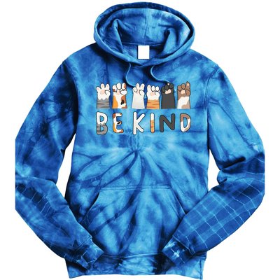 Be Kind ASL Sign Language Kindness Cat Paws Finger Signs Tie Dye Hoodie