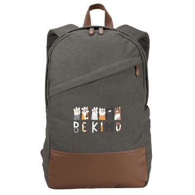Be Kind ASL Sign Language Kindness Cat Paws Finger Signs Cotton Canvas Backpack