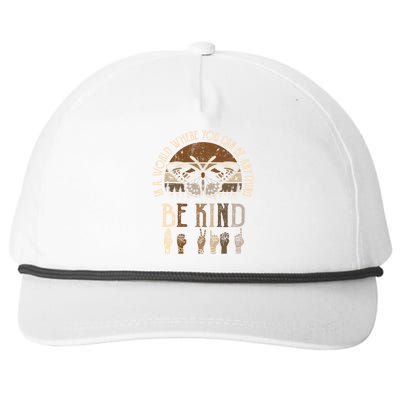 Be Kind Asl Sign Language Inspirational Teacher Kindness Cute Gift Snapback Five-Panel Rope Hat