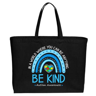 Be Kind Autism Awareness Leopard Rainbow Choose Kindness Cotton Canvas Jumbo Tote