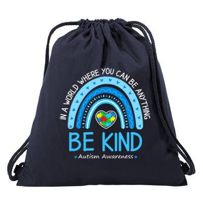 Be Kind Autism Awareness Leopard Rainbow Choose Kindness Drawstring Bag