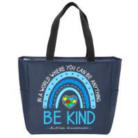 Be Kind Autism Awareness Leopard Rainbow Choose Kindness Zip Tote Bag