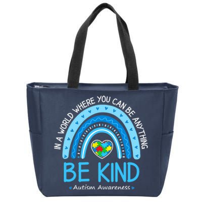 Be Kind Autism Awareness Leopard Rainbow Choose Kindness Zip Tote Bag