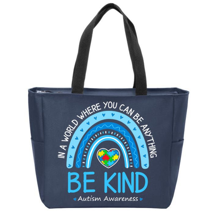 Be Kind Autism Awareness Leopard Rainbow Choose Kindness Zip Tote Bag