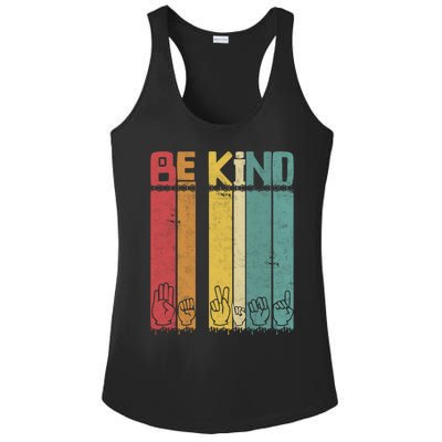 Be Kind Asl Tee Retro Sign Language Teacher Interpreter Bday Gift Ladies PosiCharge Competitor Racerback Tank