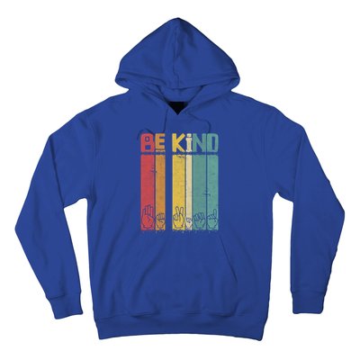 Be Kind Asl Tee Retro Sign Language Teacher Interpreter Bday Gift Hoodie