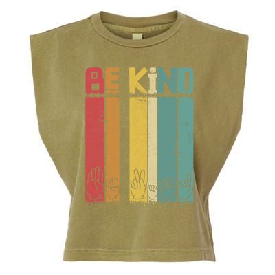 Be Kind Asl Tee Retro Sign Language Teacher Interpreter Bday Gift Garment-Dyed Women's Muscle Tee