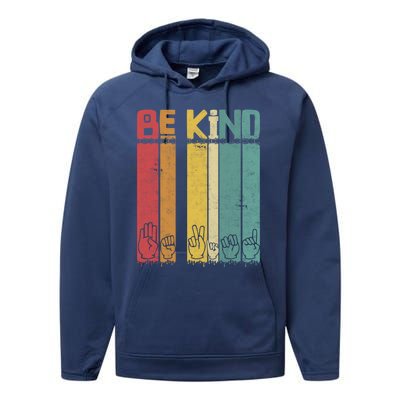 Be Kind Asl Tee Retro Sign Language Teacher Interpreter Bday Gift Performance Fleece Hoodie