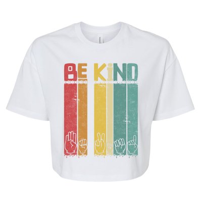 Be Kind Asl Tee Retro Sign Language Teacher Interpreter Bday Gift Bella+Canvas Jersey Crop Tee