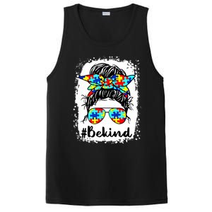 Be Kind Autism Awareness Messy Bun Girl PosiCharge Competitor Tank