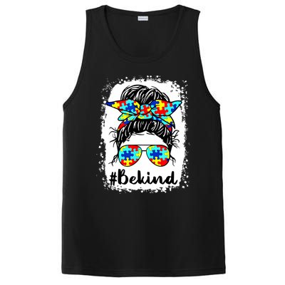 Be Kind Autism Awareness Messy Bun Girl PosiCharge Competitor Tank