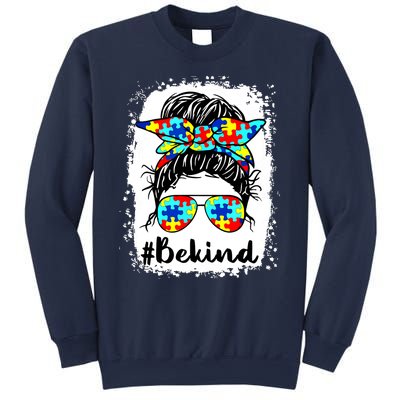 Be Kind Autism Awareness Messy Bun Girl Sweatshirt