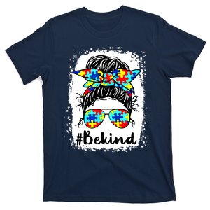 Be Kind Autism Awareness Messy Bun Girl T-Shirt