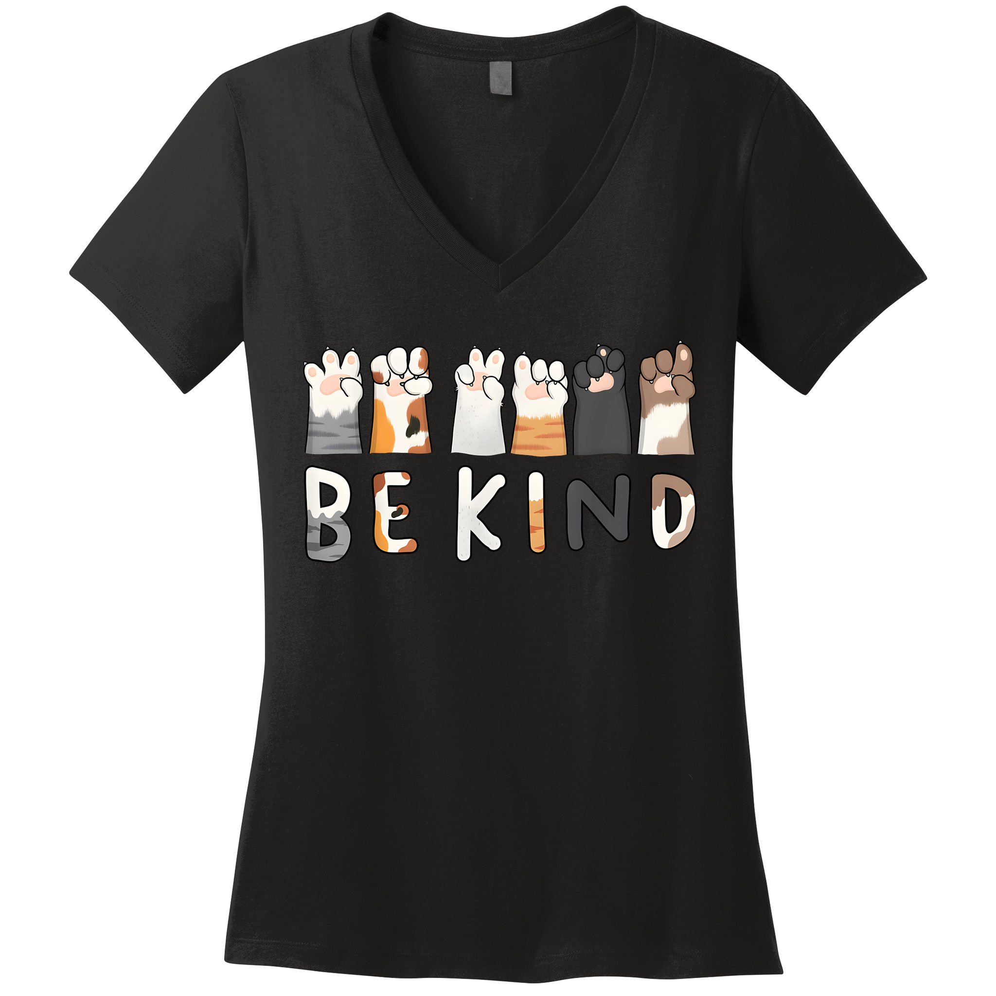 Be Kind Asl Sign Language Kindness Hand Talking Finger Signs Women's V-Neck T-Shirt