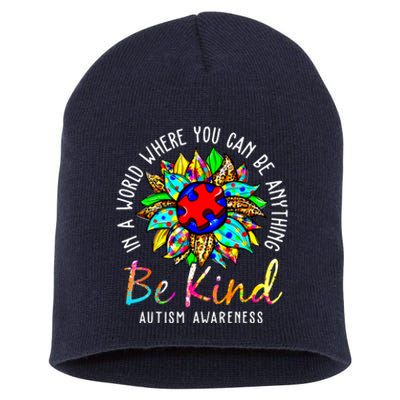 Be Kind Autism Awareness Sunflower Autistic For Women Girl Short Acrylic Beanie