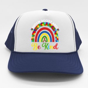 Be Kind Autism Awareness Acceptance Rainbow Choose Kindness Gift Trucker Hat