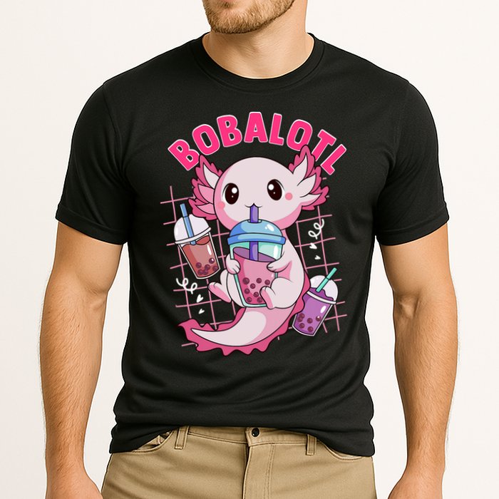 Bobalotl Kawaii Axolotl Drinking Boba Tea Pet Axolotl Lover  Cooling Performance Crew T-Shirt