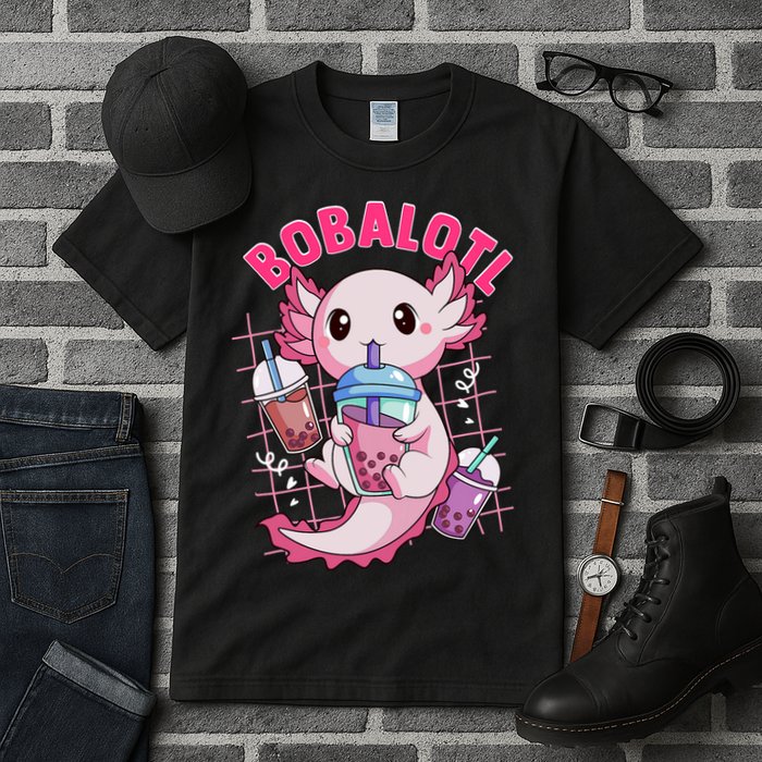 Bobalotl Kawaii Axolotl Drinking Boba Tea Pet Axolotl Lover  Tall T-Shirt